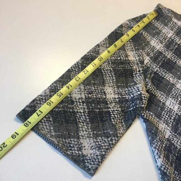 Anthropologie Troubadour Sweater Med Wool Plaid Over Shoulder Petal Flower Art - Picture 8 of 11